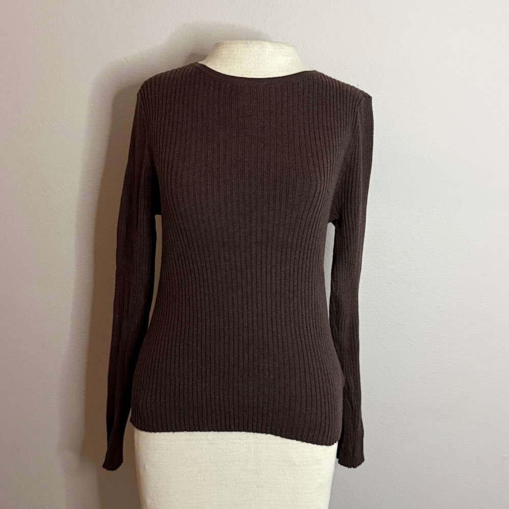 Old Navy Ribbed Crewneck Long-Sleeve Top - Dark Brown
